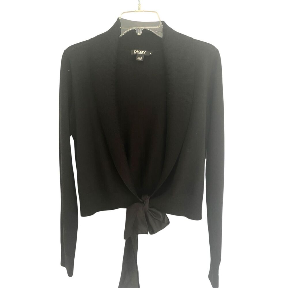 DKNY Black Cropped Knit Cardigan Sz M.